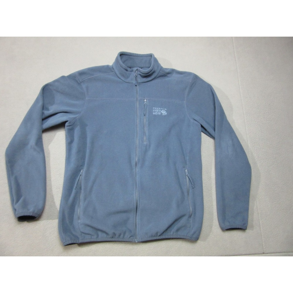 Mountain Hardwear Jacket Mens Medium Blue Fleece Mock Neck Full Zip Outdoor Logo